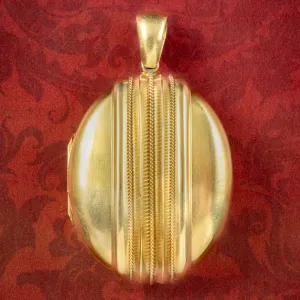 Antique Victorian Etruscan Revival Locket 18ct Gold