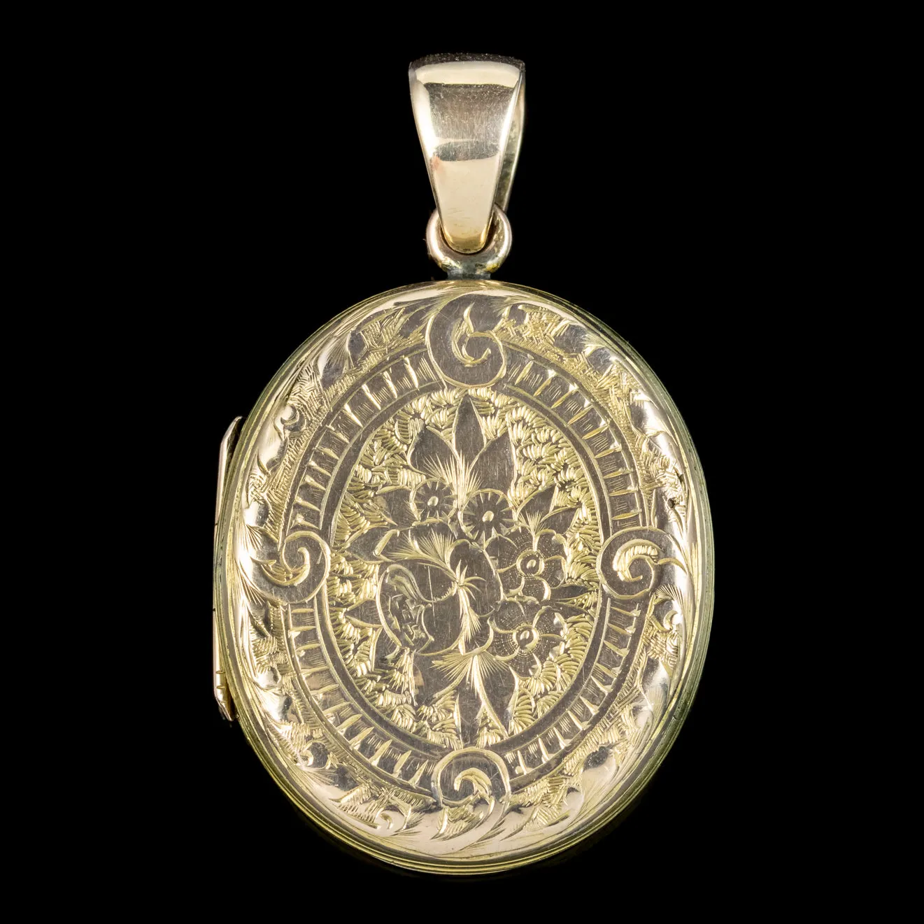 Antique Victorian Floral Locket 9ct Gold Back And Front Circa 1880
