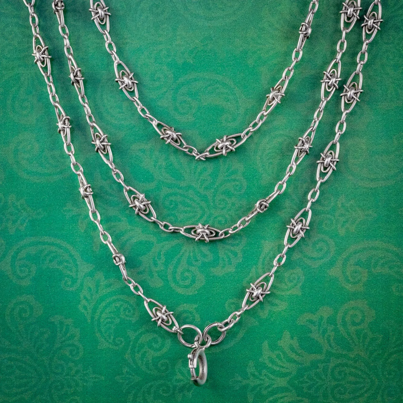Antique Victorian French Guard Chain Necklace Silver Circa 1900
