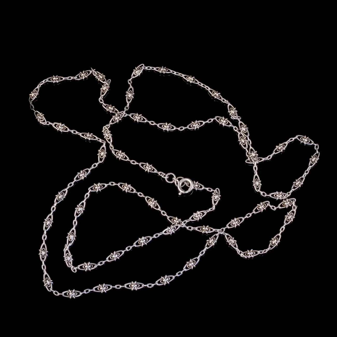 Antique Victorian French Guard Chain Necklace Silver Circa 1900