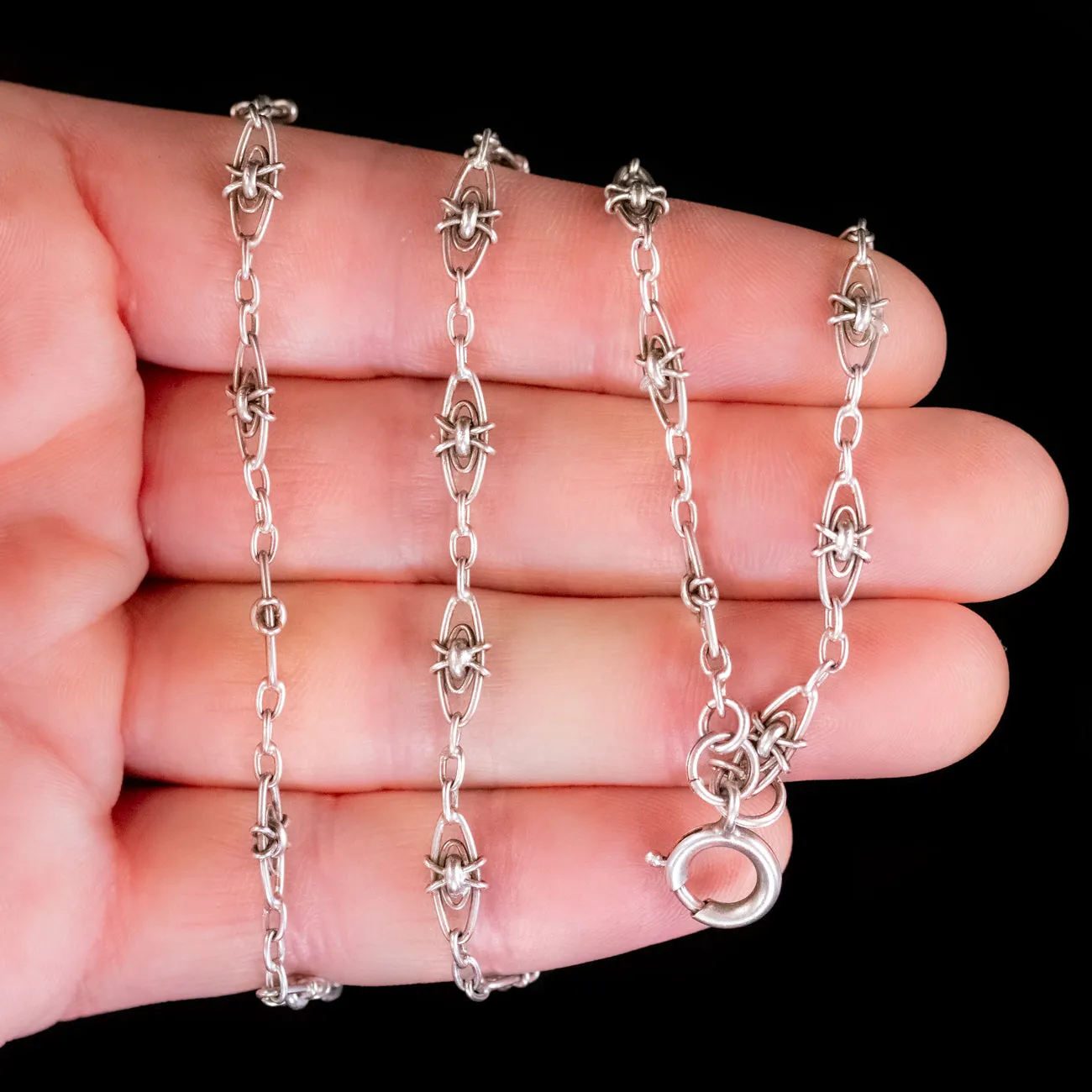 Antique Victorian French Guard Chain Necklace Silver Circa 1900