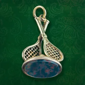 Antique Victorian Tennis Fob Pendant 15ct Gold Bloodstone Seal
