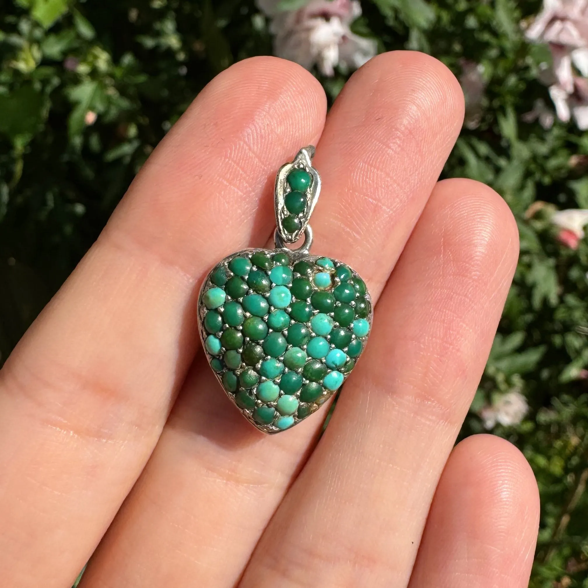 Antique Victorian Turquoise Heart Locket Charm