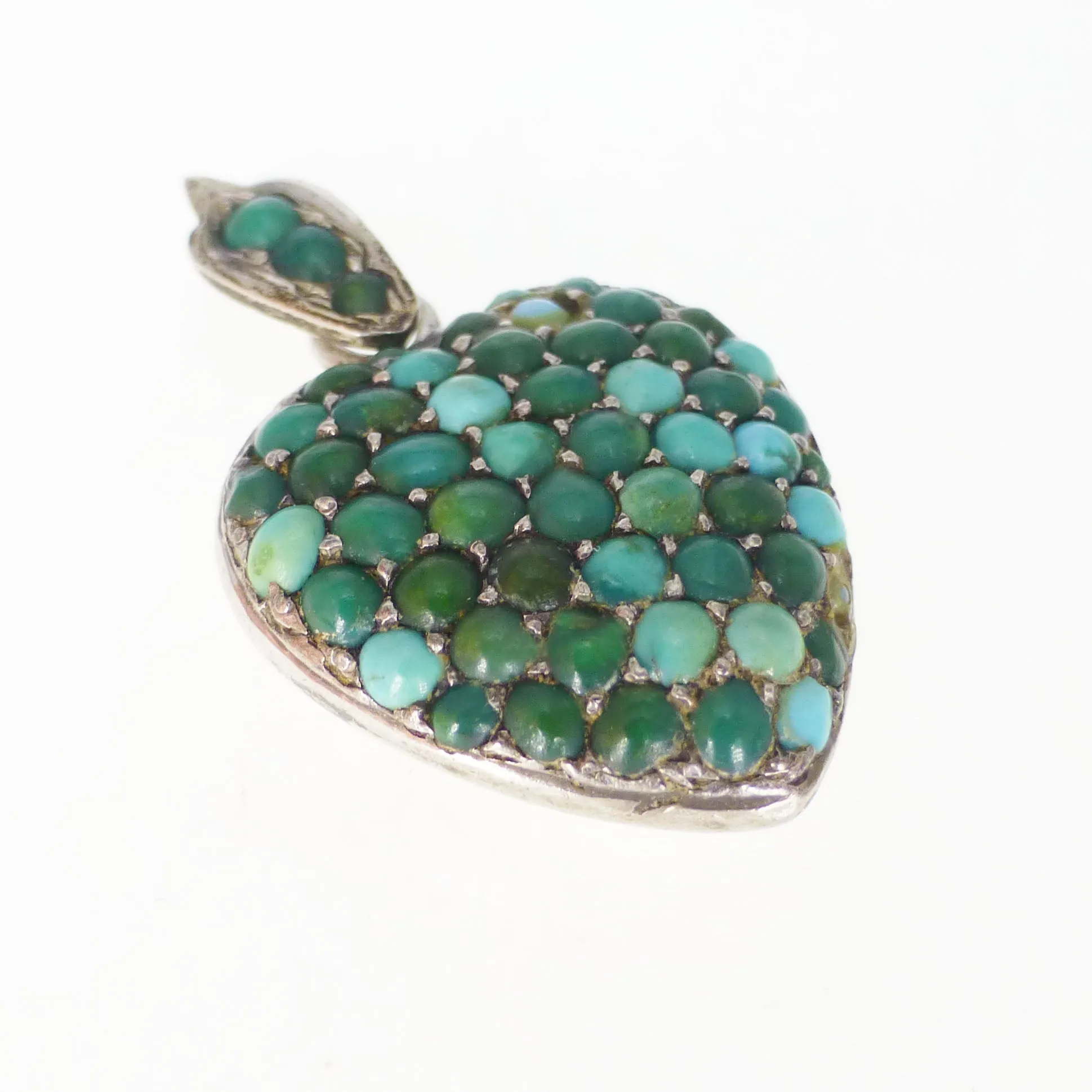 Antique Victorian Turquoise Heart Locket Charm