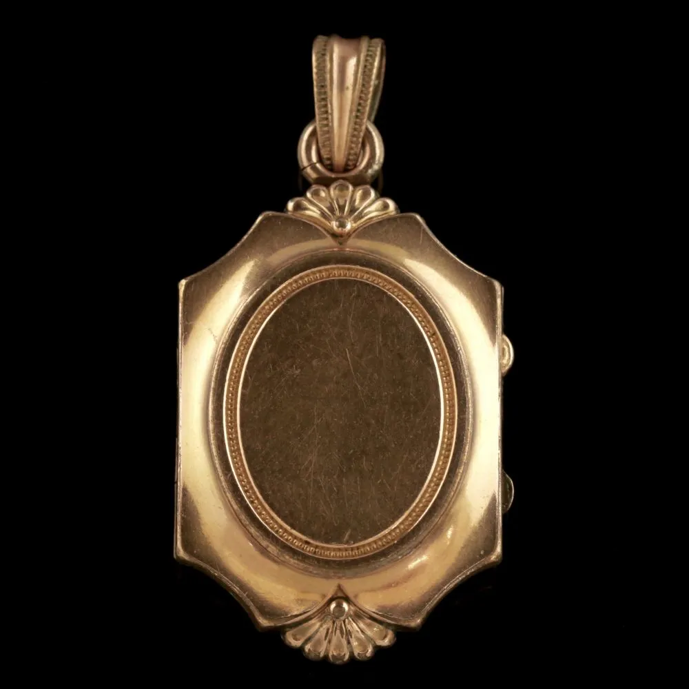 Antique Victorian Turquoise Mourning Locket Gold Gilt
