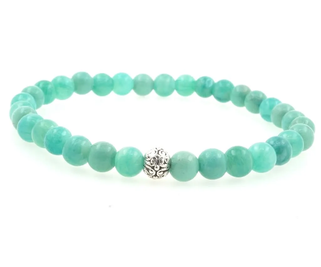Aqua Quartz 6mm Beaded Bracelet