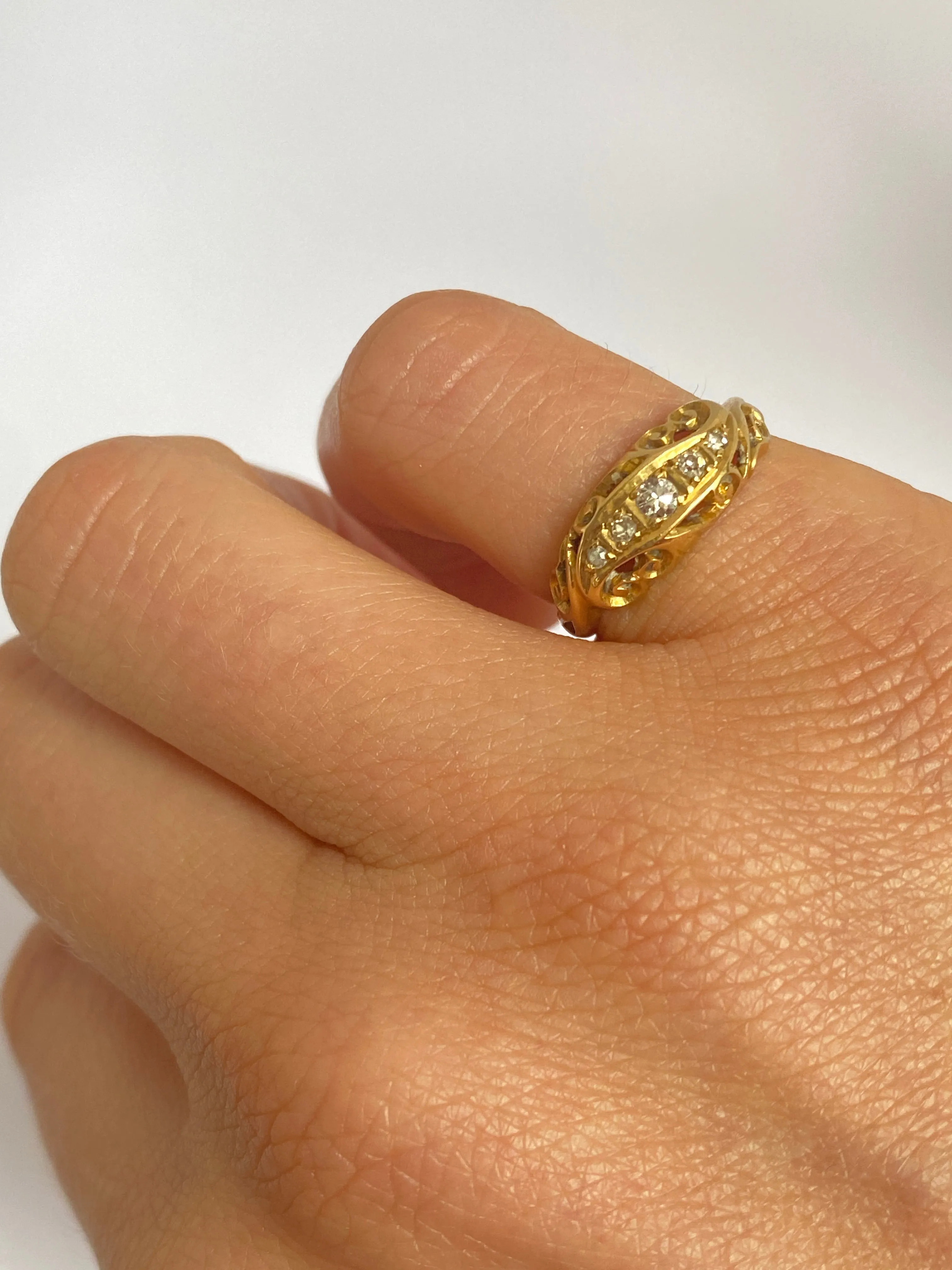 Art Deco, 18ct Gold Old Cut Diamond Ring, Hallmarked Birmingham, 1918