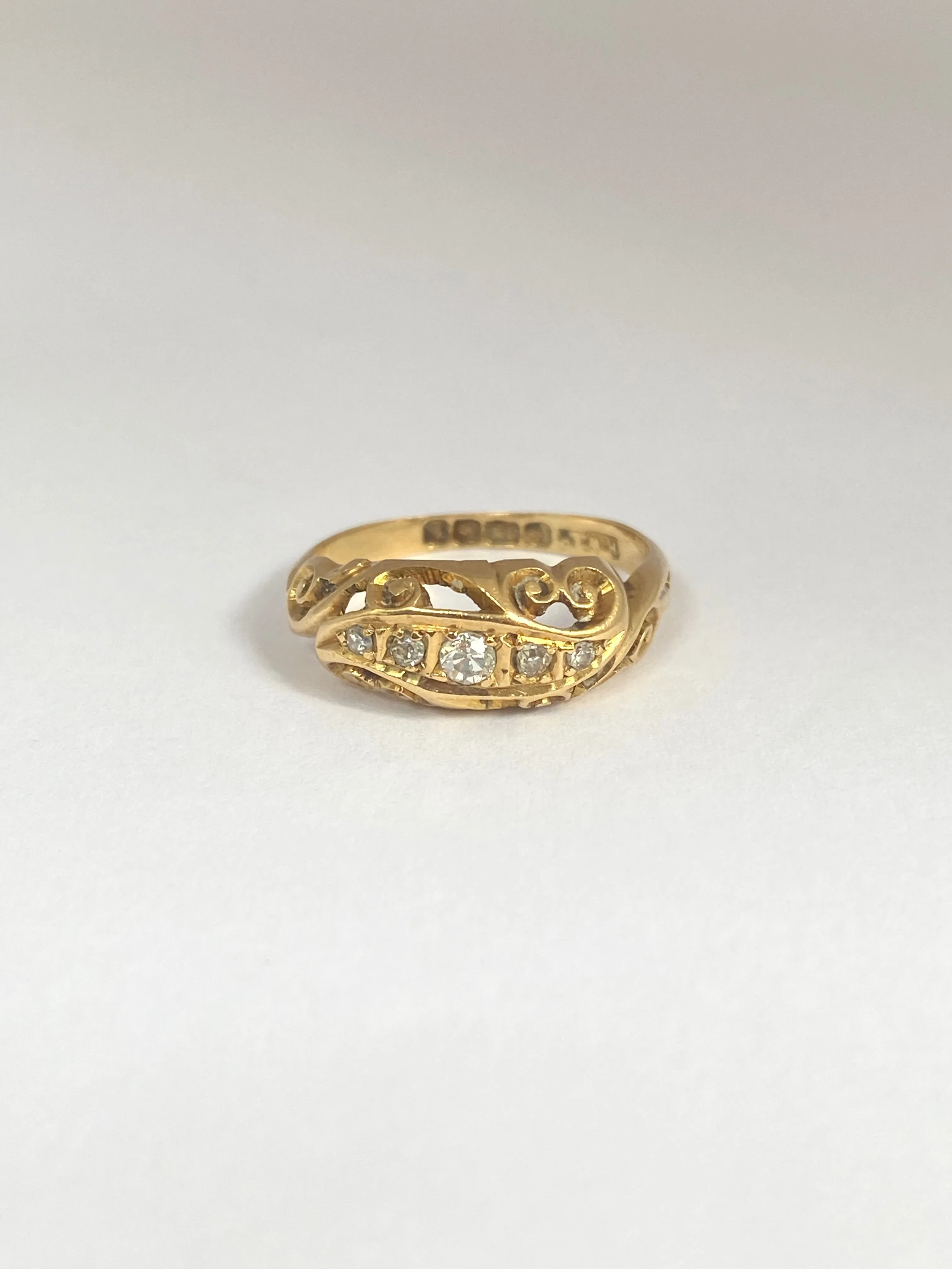 Art Deco, 18ct Gold Old Cut Diamond Ring, Hallmarked Birmingham, 1918