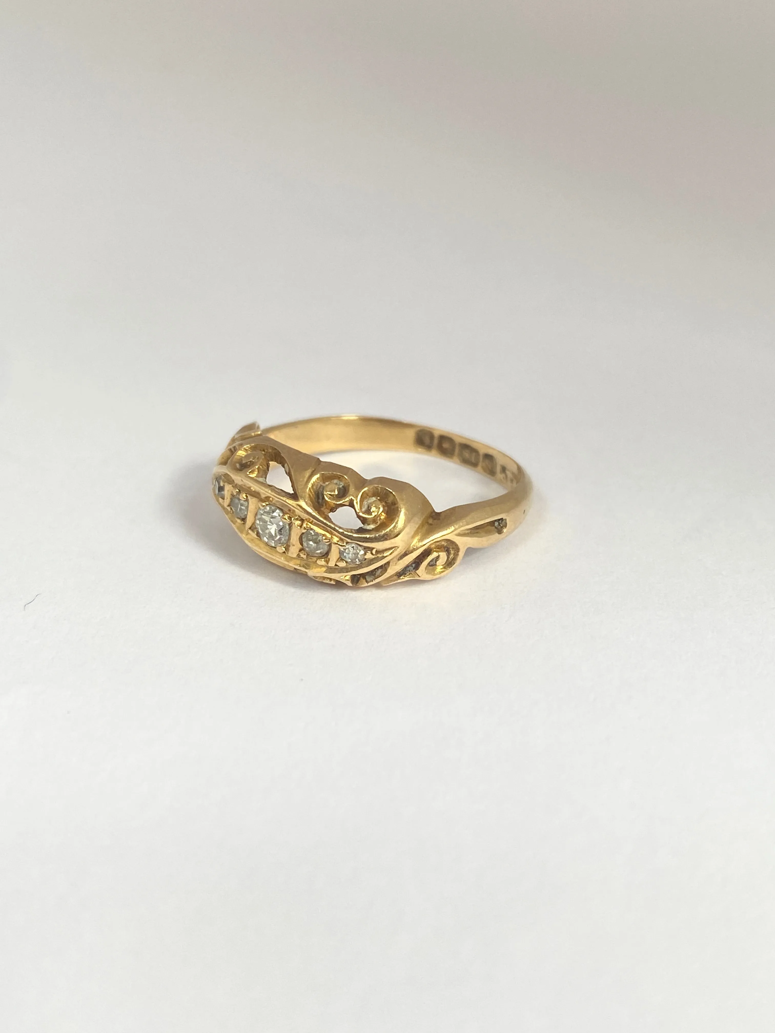 Art Deco, 18ct Gold Old Cut Diamond Ring, Hallmarked Birmingham, 1918