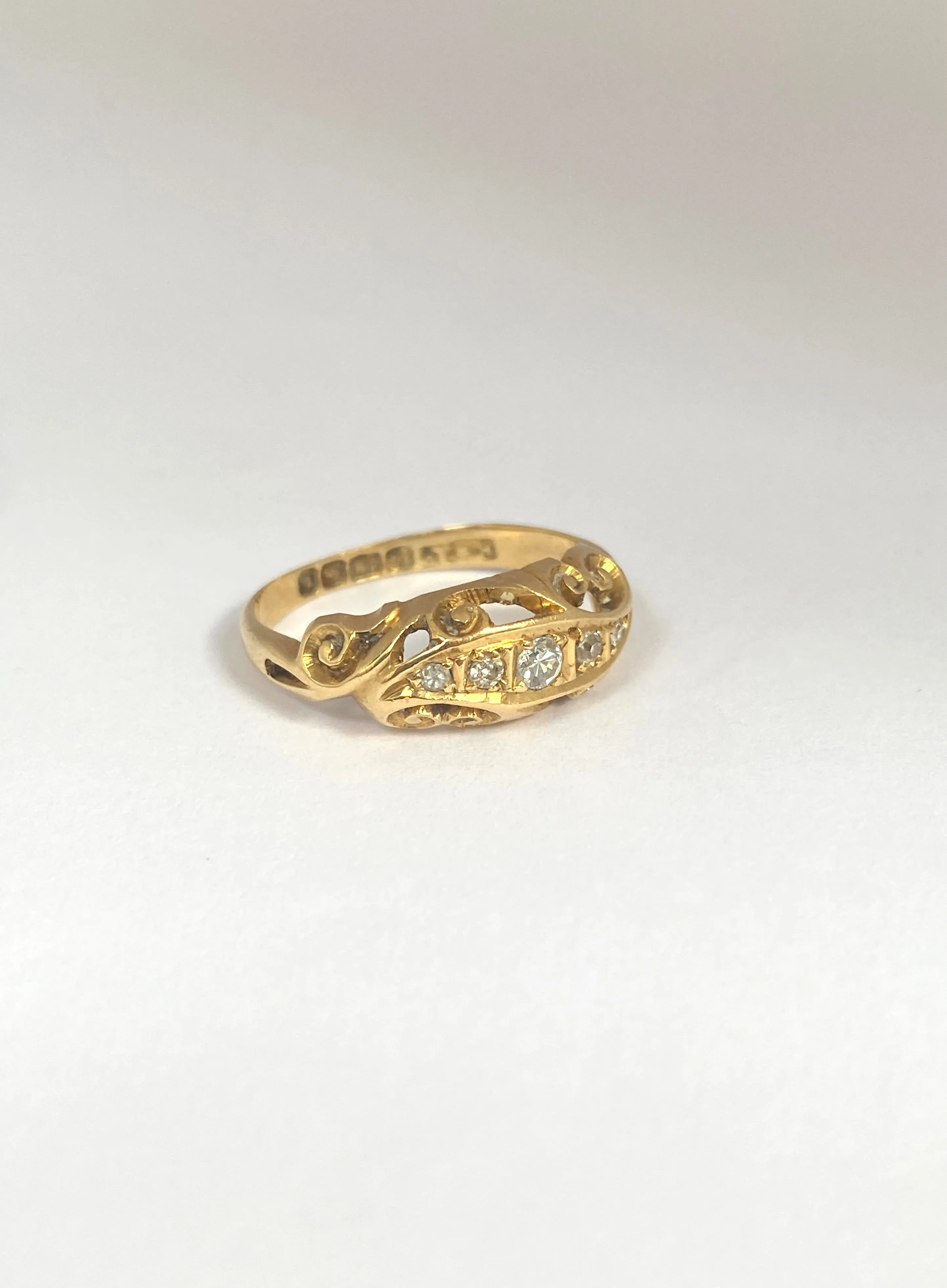 Art Deco, 18ct Gold Old Cut Diamond Ring, Hallmarked Birmingham, 1918