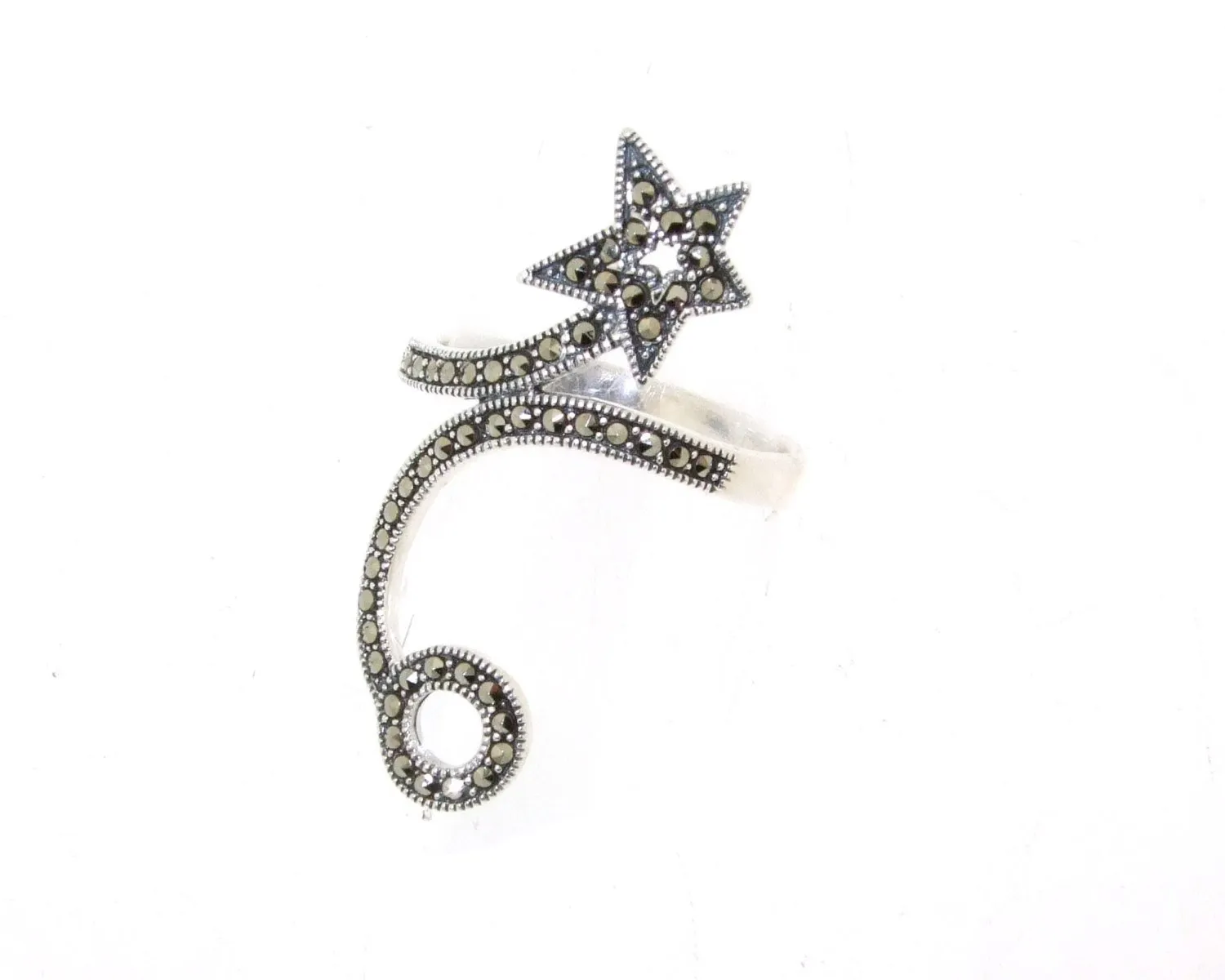 Art Deco Ring Silver Marcasite Shooting Star