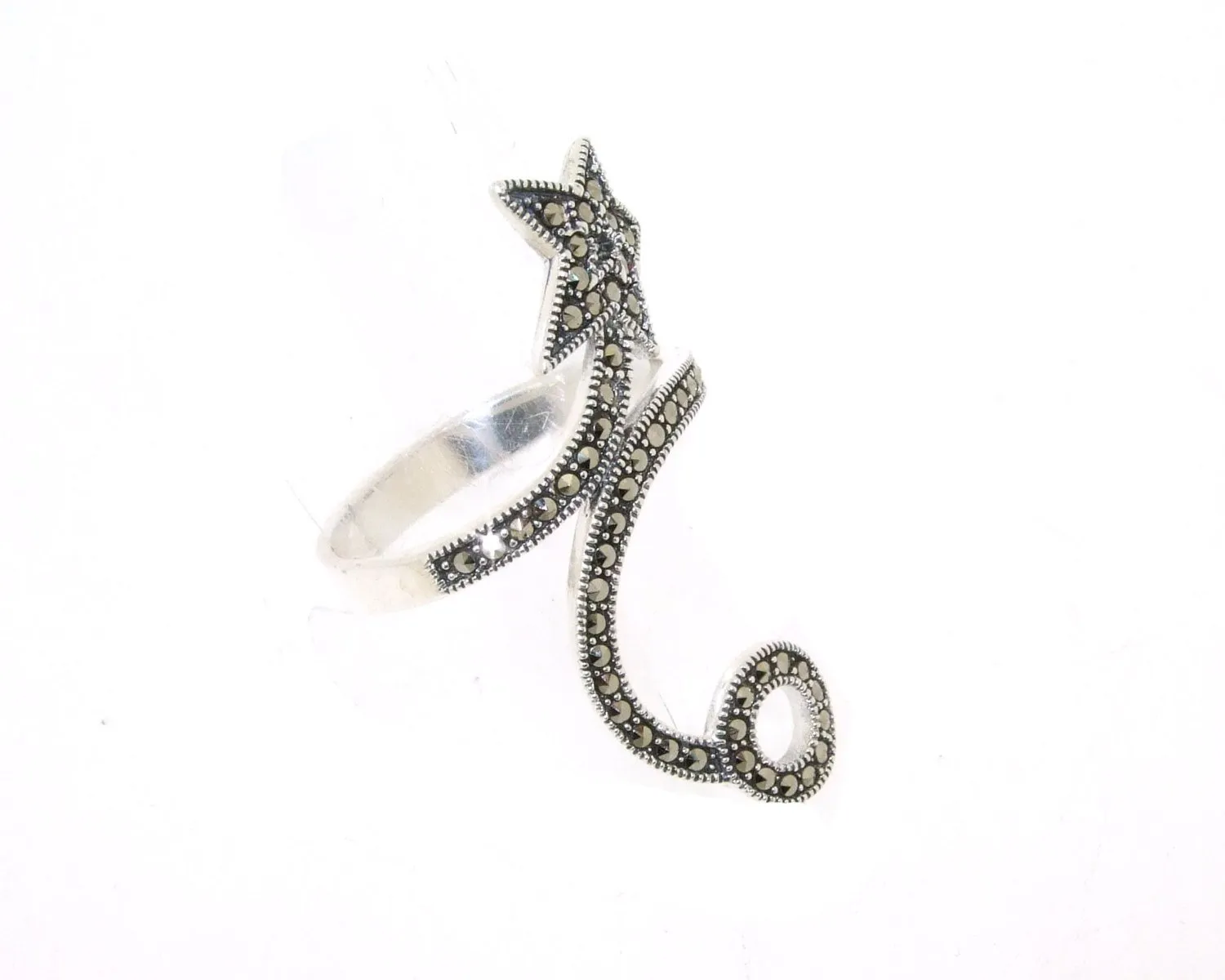 Art Deco Ring Silver Marcasite Shooting Star