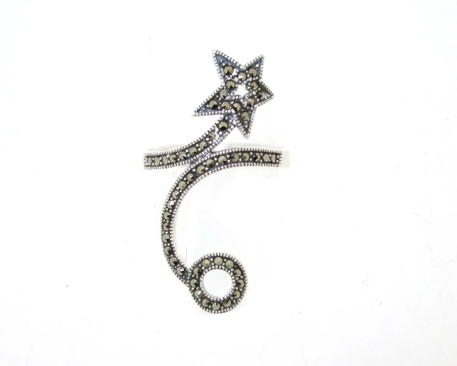 Art Deco Ring Silver Marcasite Shooting Star