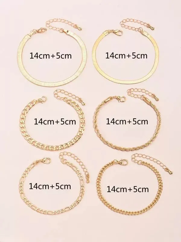 B6.6pcs Simple Chain Bracelet