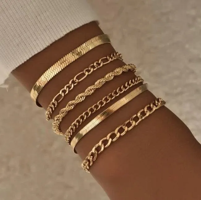 B6.6pcs Simple Chain Bracelet