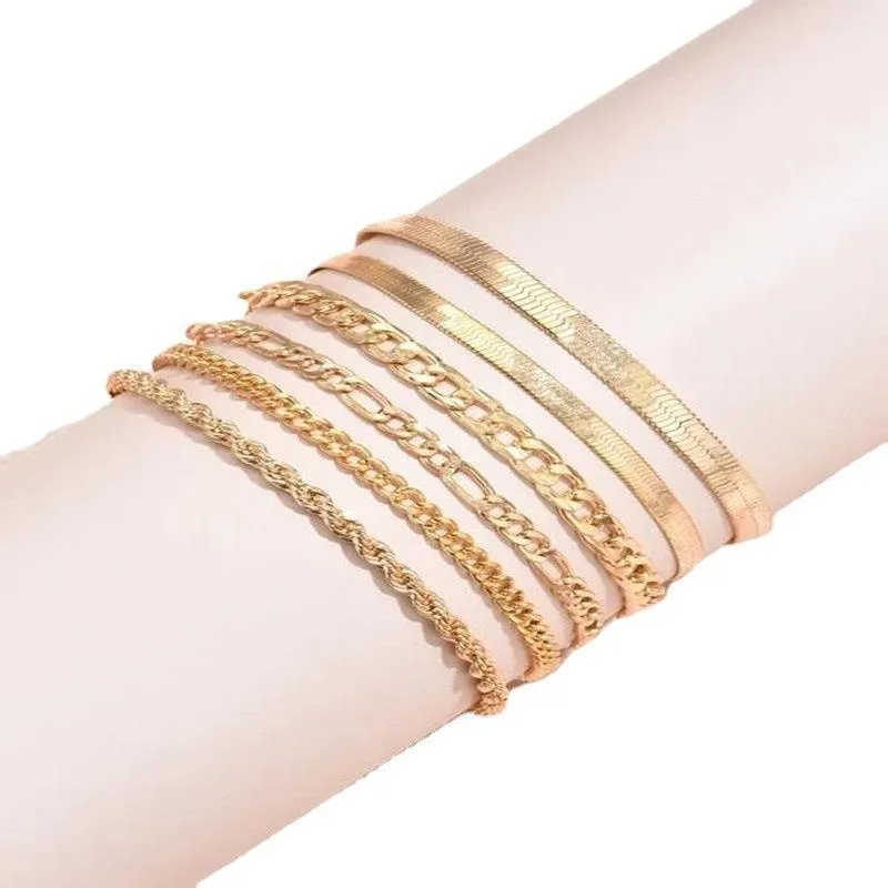B6.6pcs Simple Chain Bracelet