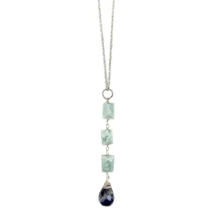 Banjara Cascading Stones Necklace - Amazonite, Lapis