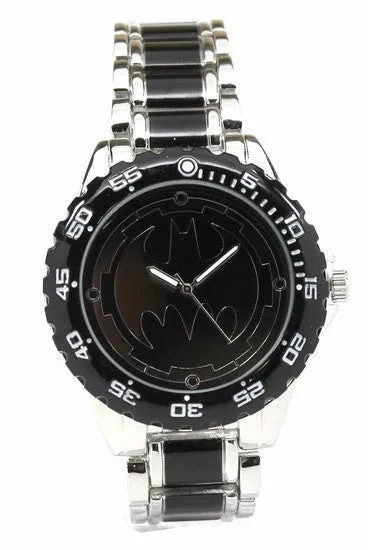 Batman Logo Watch with Black Metal Bracelet Band (BAT8025)