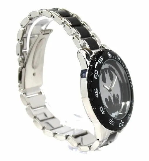 Batman Logo Watch with Black Metal Bracelet Band (BAT8025)