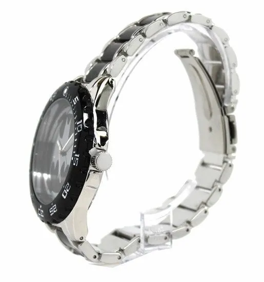 Batman Logo Watch with Black Metal Bracelet Band (BAT8025)
