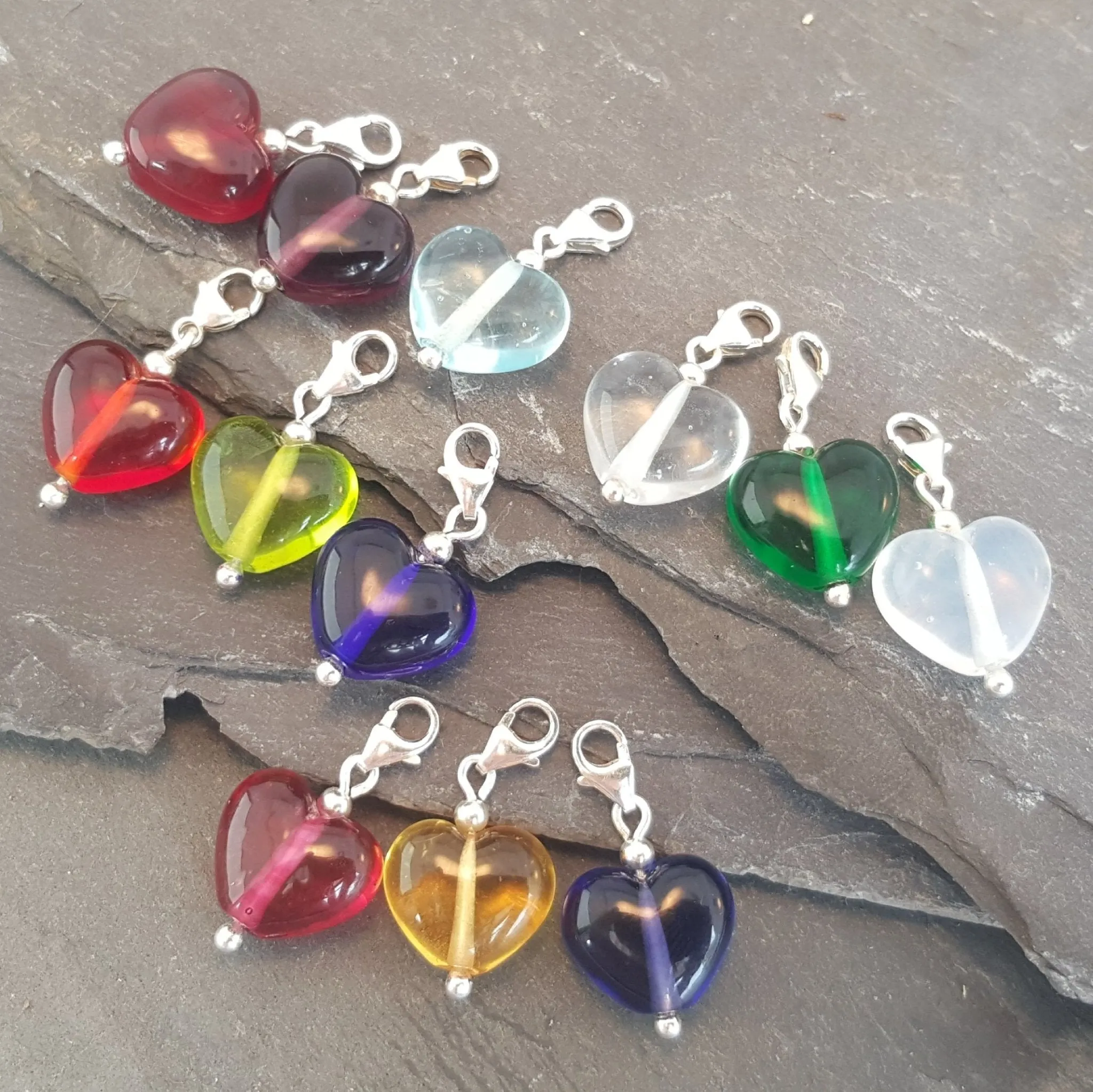 Birthstones in Glass - Cora Heart Clip on Charms