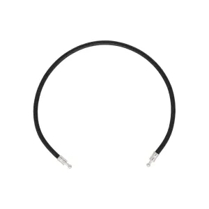 Black Leather Cord Customizable Bracelet for Men and Women, Rhodium-plated Brass, 7 inches Long, Zindis Collection