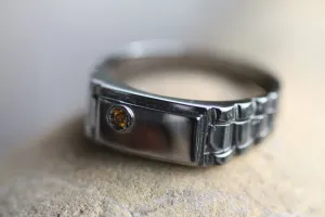 Black Rhodium plated ring with Cognac diamond