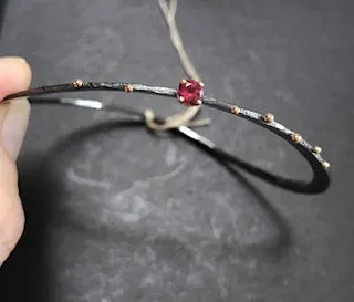 Bracelet Bangle  with Pink Tourmaline
