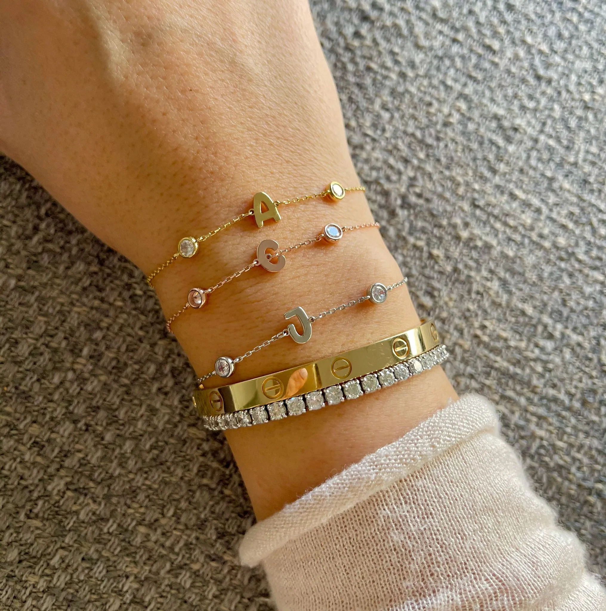 Bubble Initial Bezel Bracelet