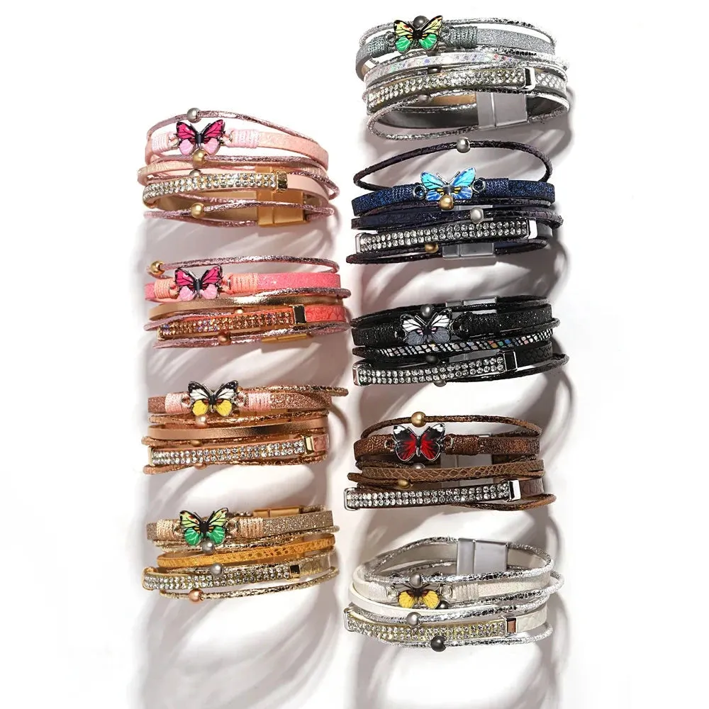 'Butterfly' Charm Cuff Bracelet - gold