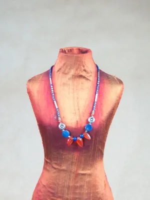 Carnelian and Lapiz Sterling Silver Necklace
