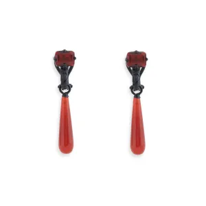 Carnelian Drop with Large Garnet Earrings