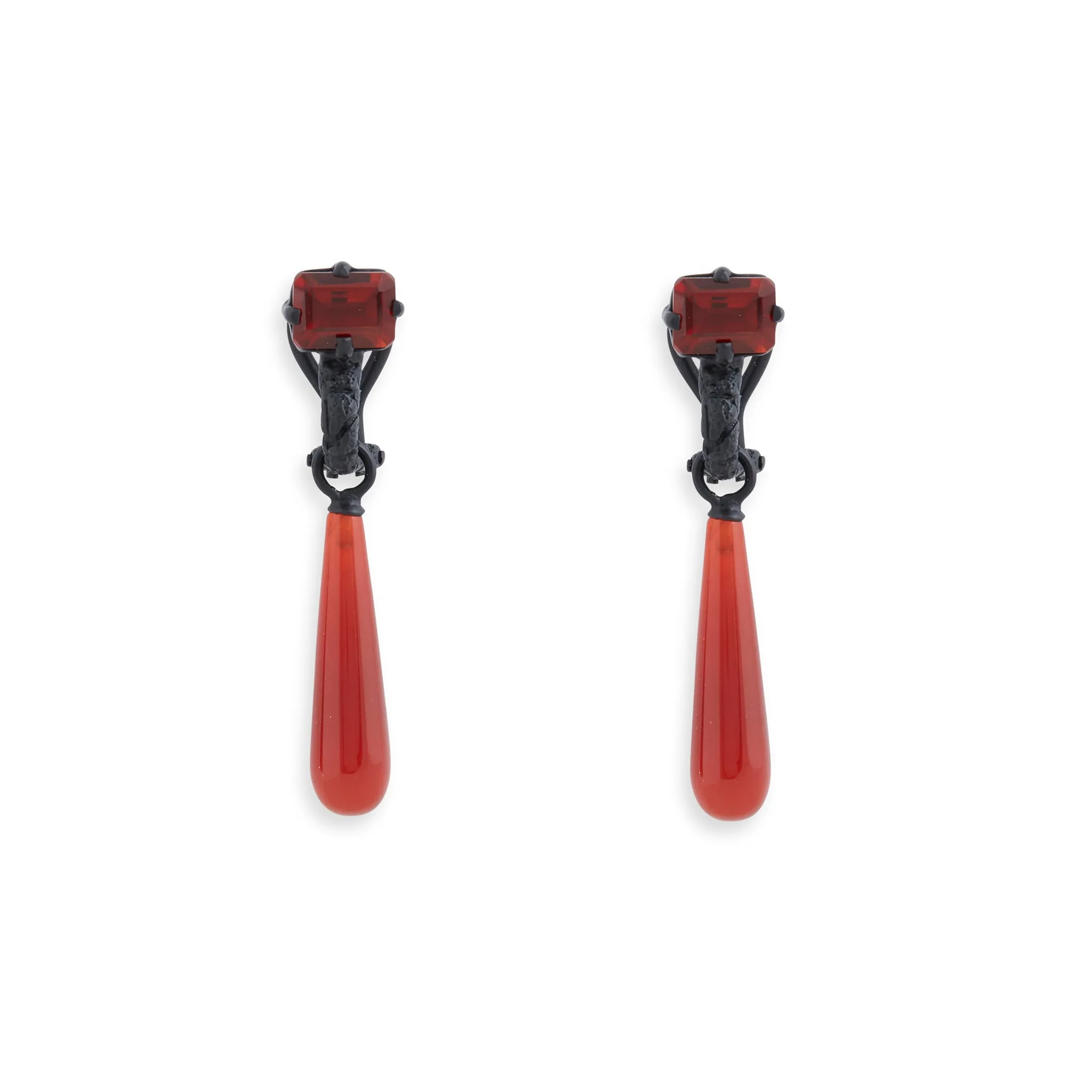 Carnelian Drop with Large Garnet Earrings