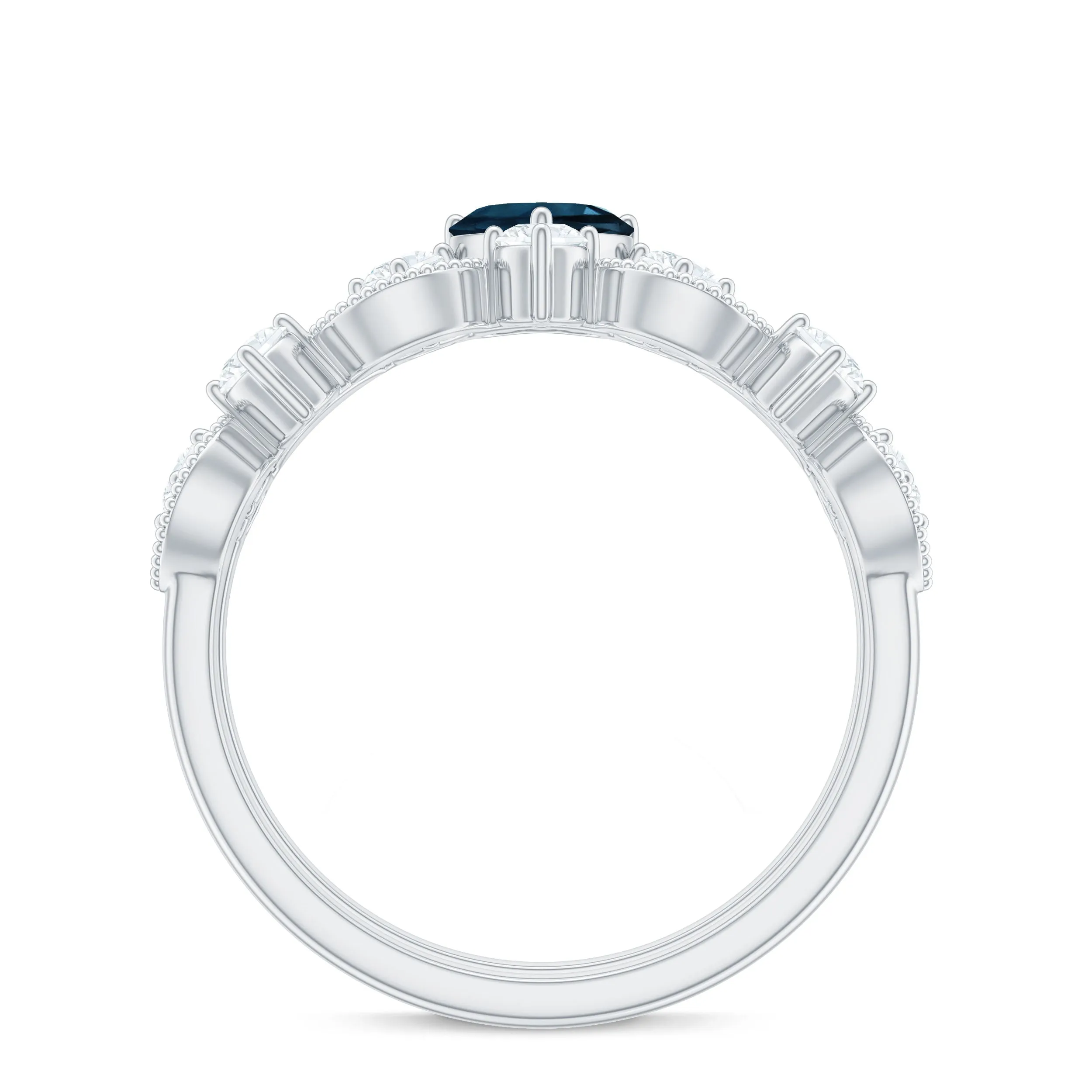 Certified London Blue Topaz and Diamond Ring Set