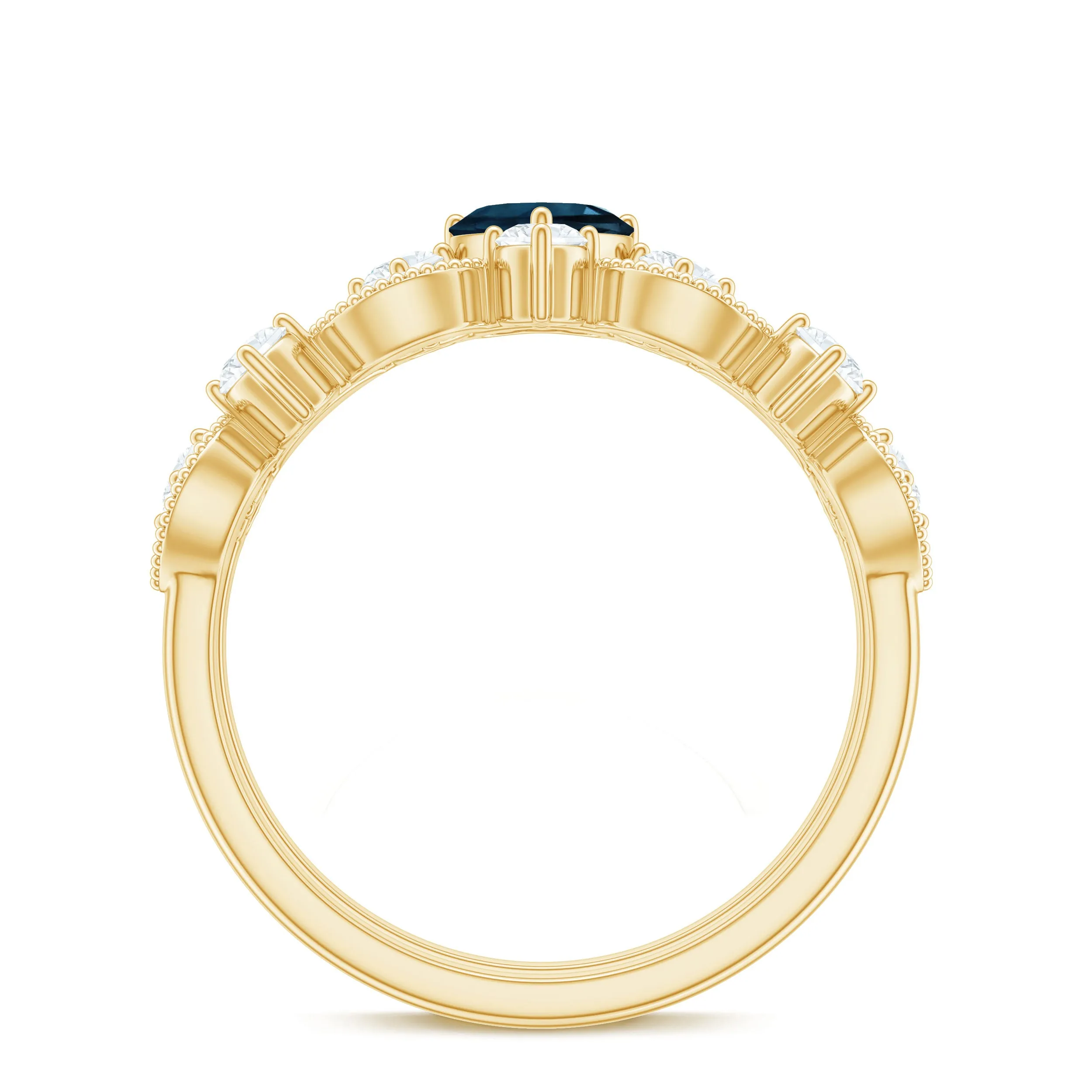 Certified London Blue Topaz and Diamond Ring Set