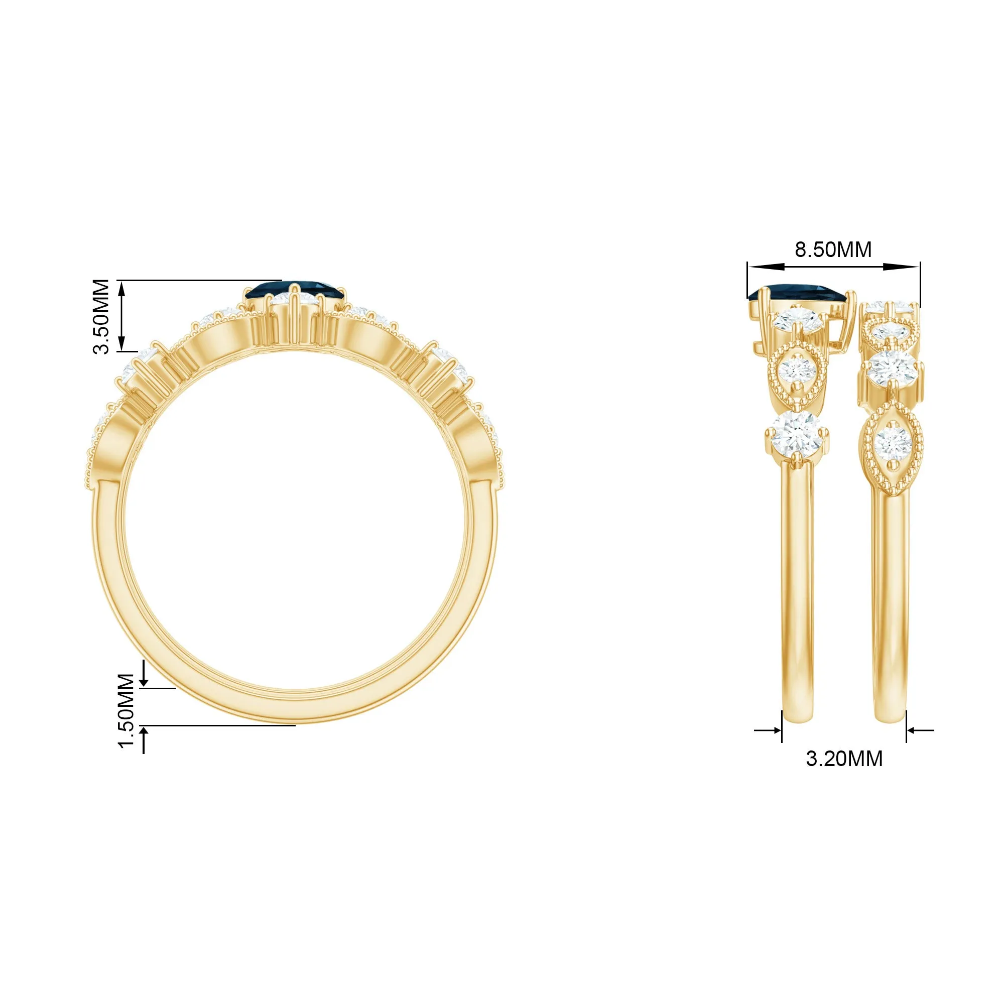 Certified London Blue Topaz and Diamond Ring Set