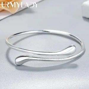 Charm 925 Sterling Silver Bracelets for Women fine Water droplets bangles lady Fashion Wedding Party Christmas Gift Jewelry