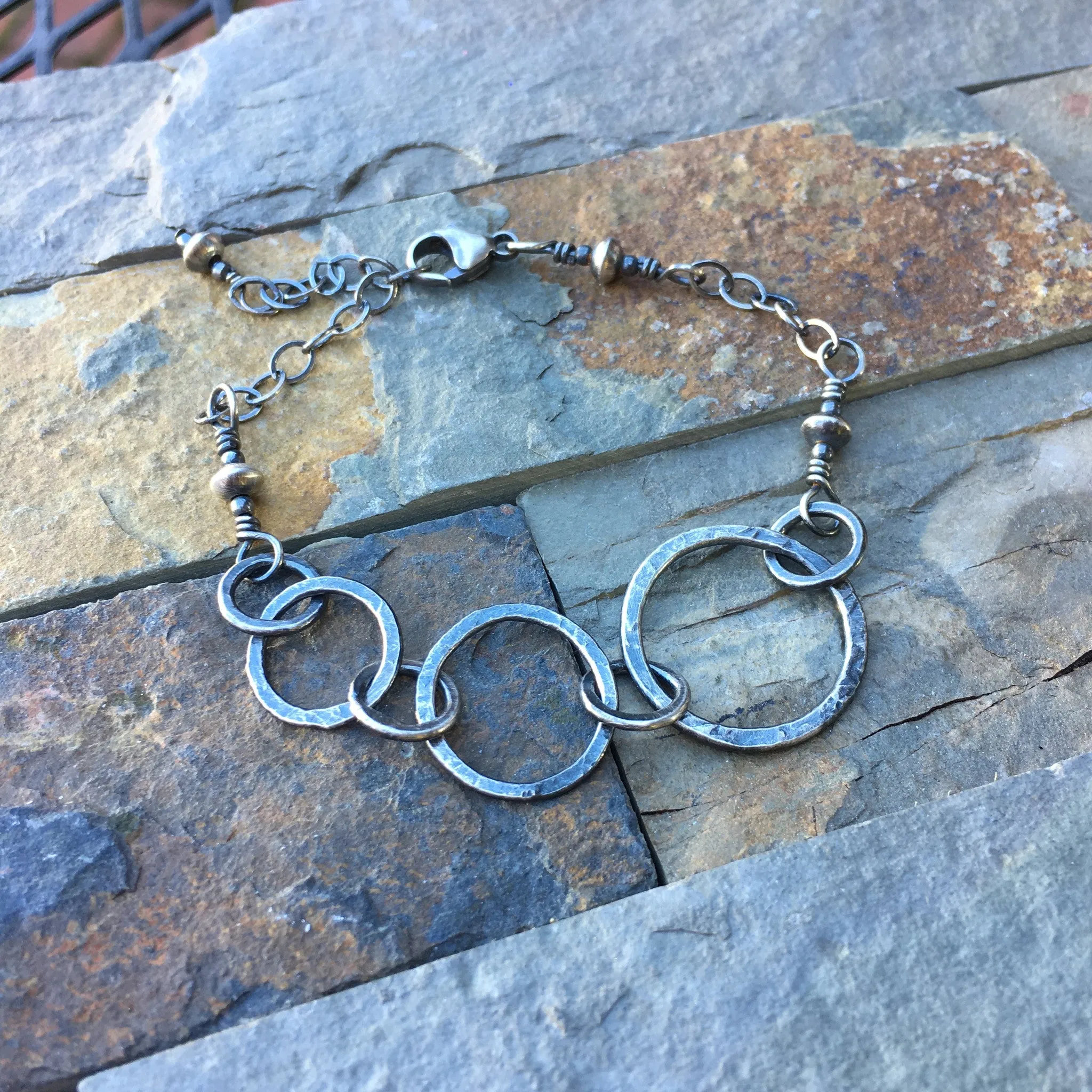 Circle Trio Bracelet ~ Oxidized