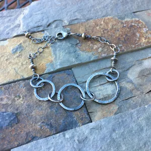 Circle Trio Bracelet ~ Oxidized