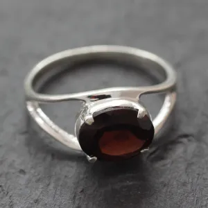 Classic Handmade Sterling Silver and Garnet Solitaire Ring - Passionate | NOVICA