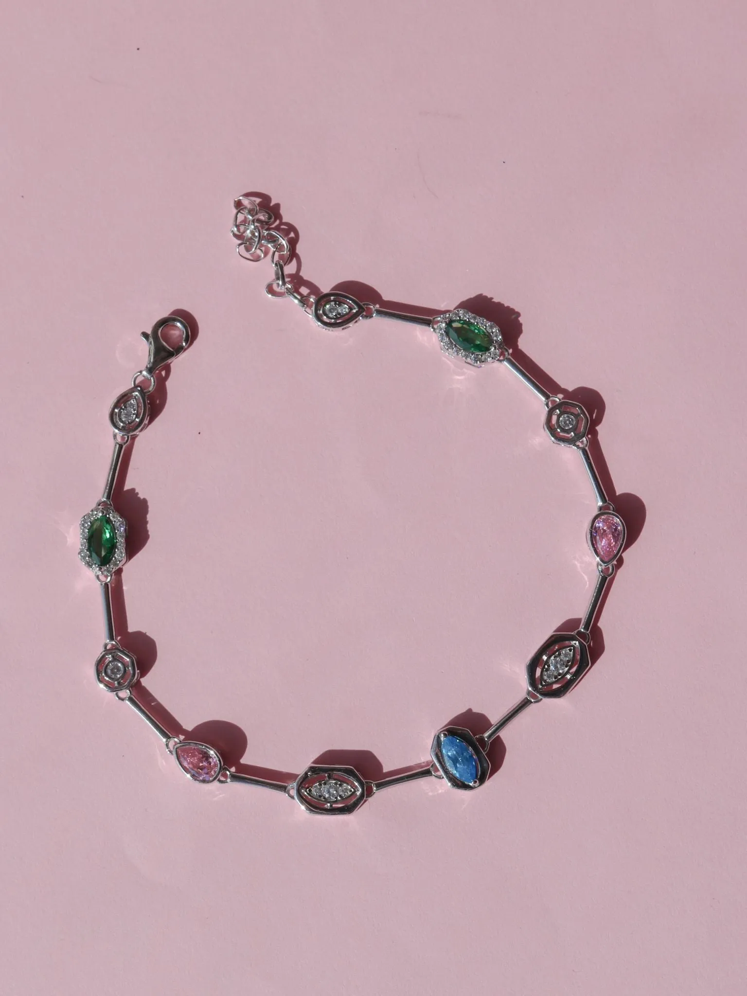 Colorful Glam Bracelet, 925 Sterling Silver