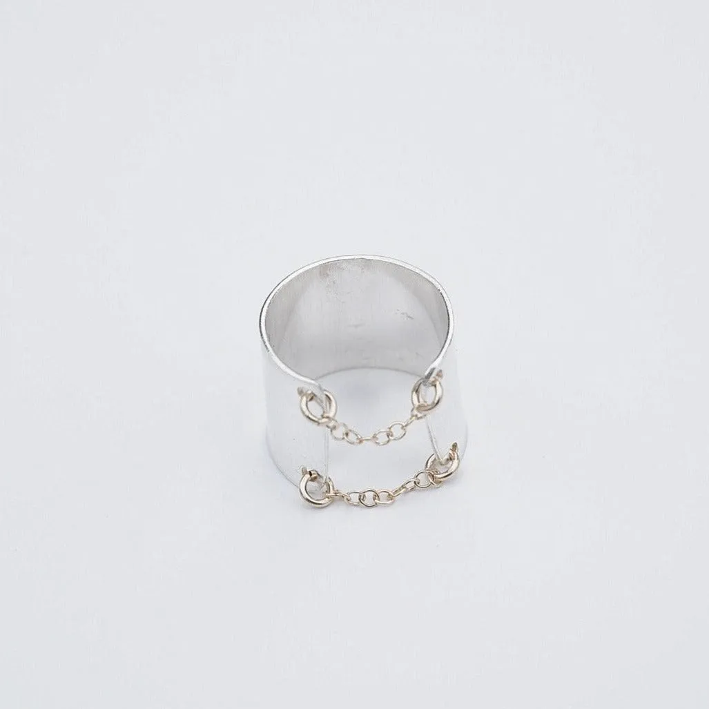 Corset Ring - Thick Chained Up Ring in Mixed Metal