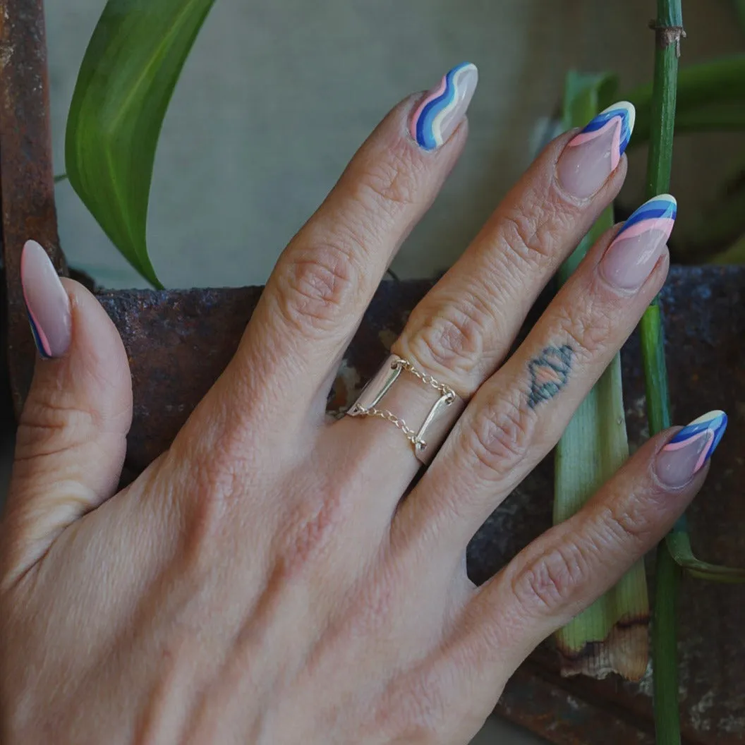 Corset Ring - Thick Chained Up Ring in Mixed Metal