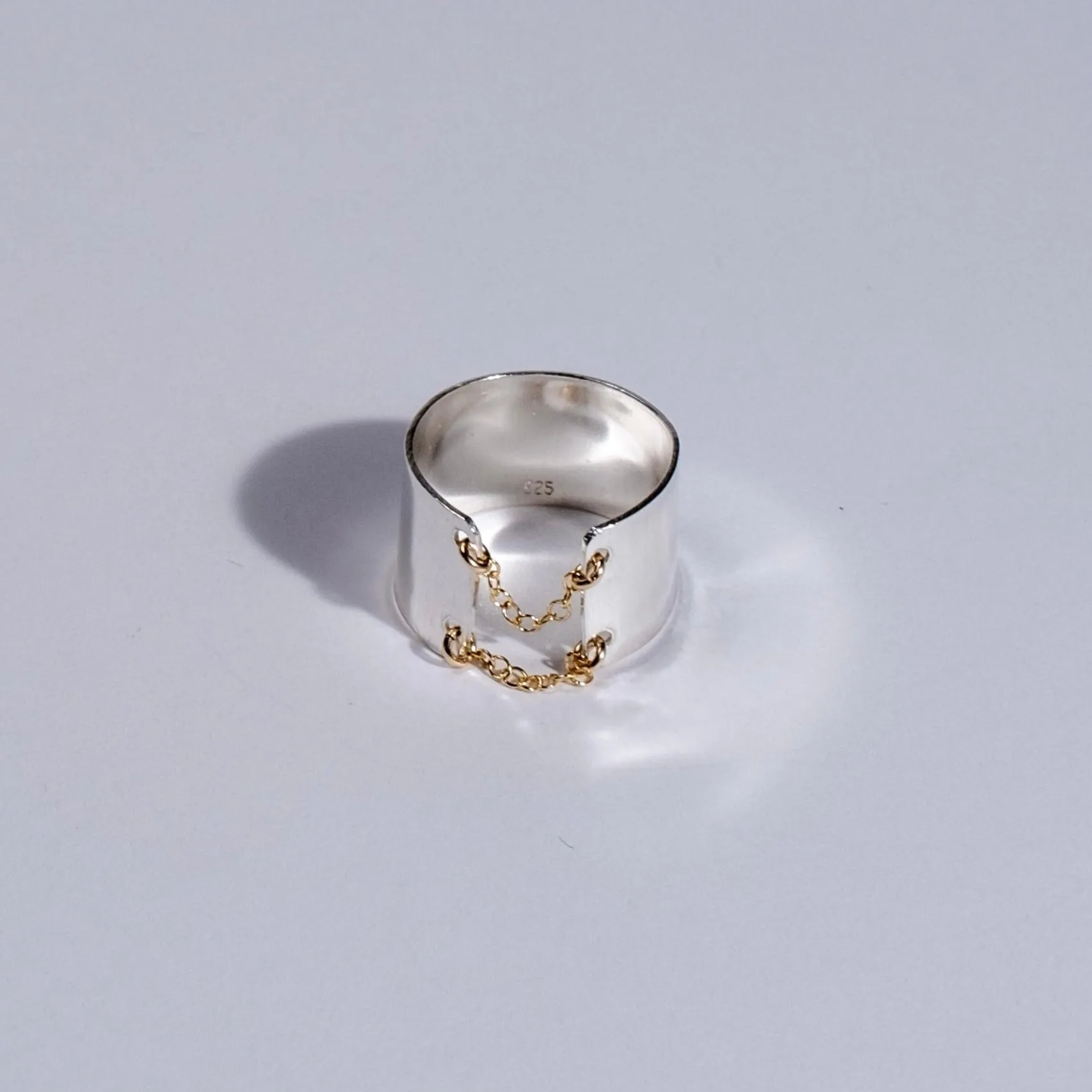 Corset Ring - Thick Chained Up Ring in Mixed Metal