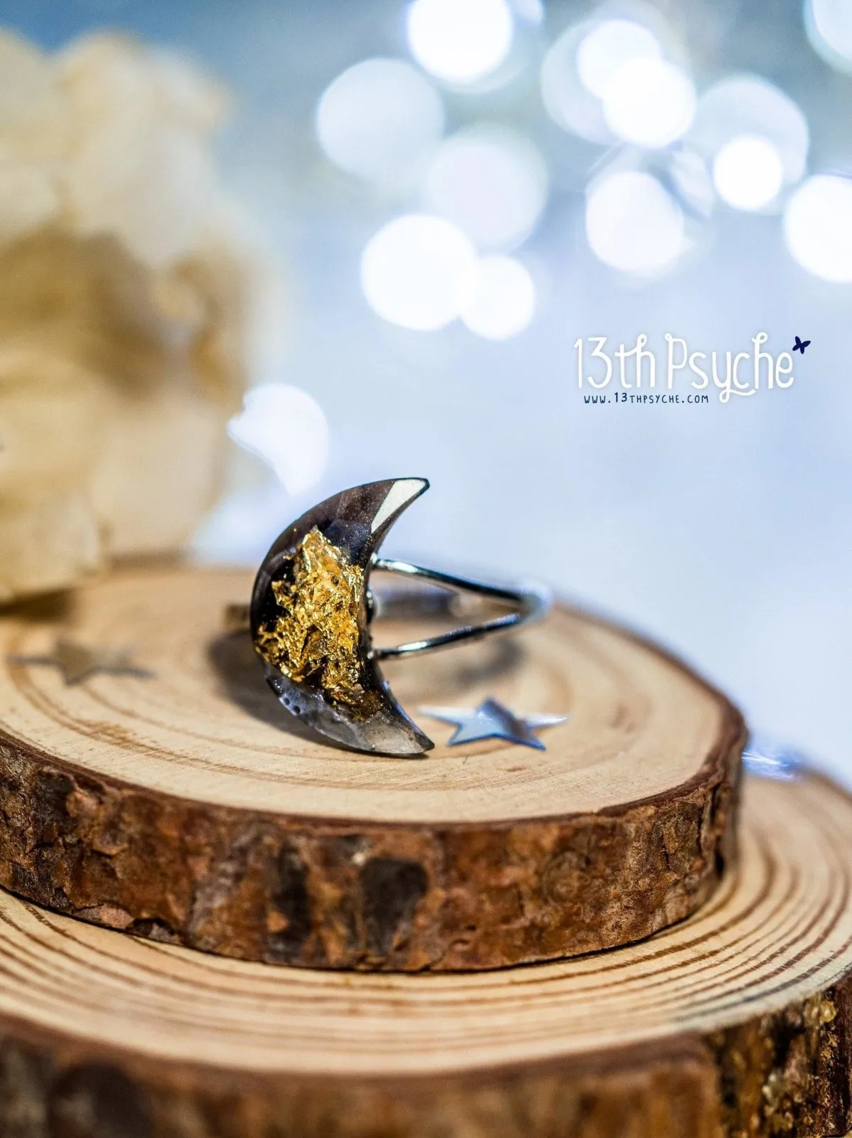 Crescent moon sterling silver Ring