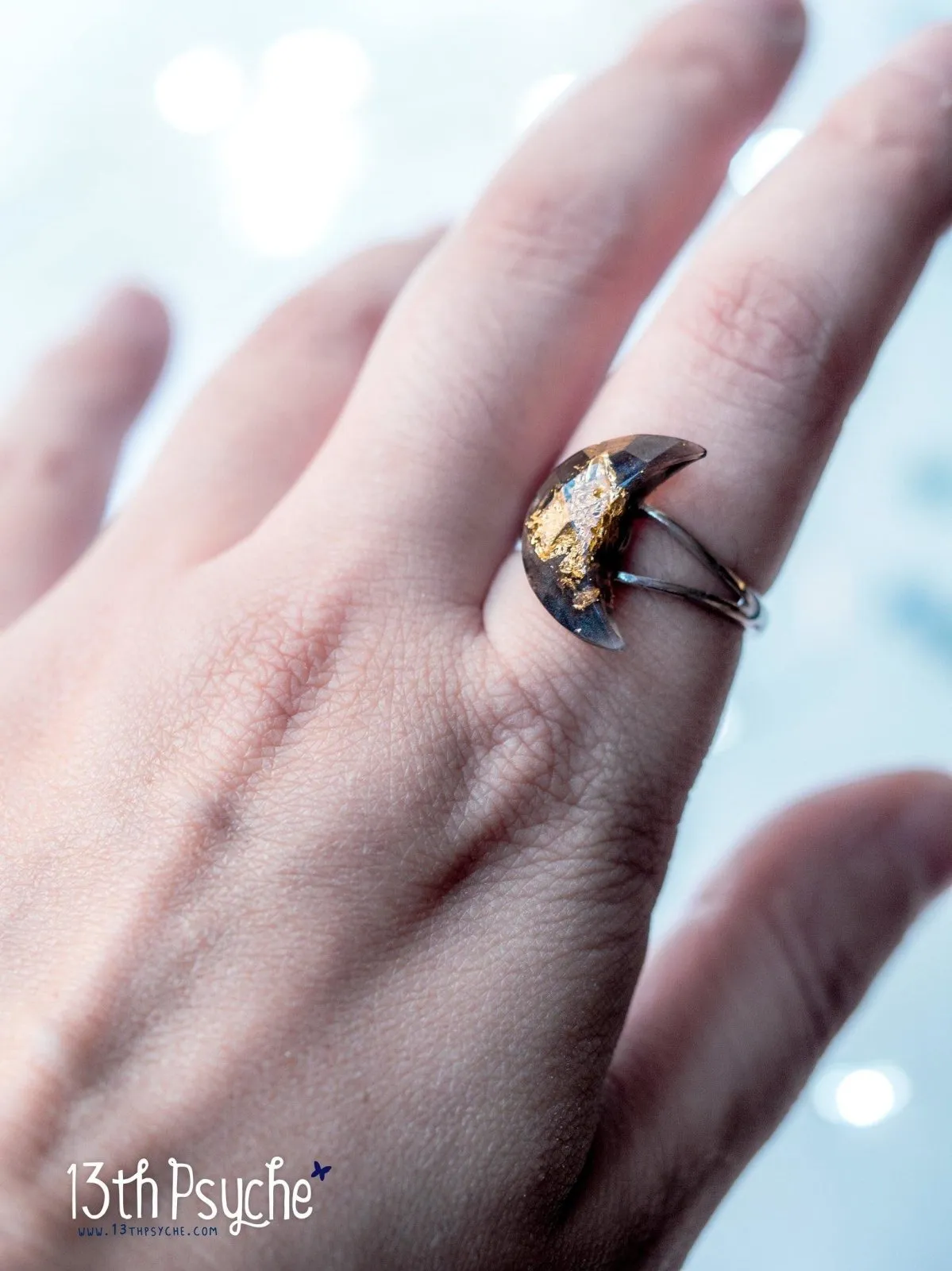 Crescent moon sterling silver Ring