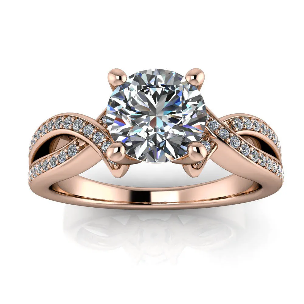 Criss Cross Engagement Ring Moissanite or Lab Diamond Center - Katarina