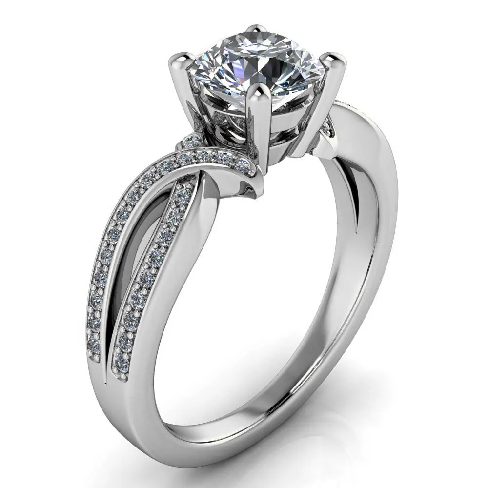 Criss Cross Engagement Ring Moissanite or Lab Diamond Center - Katarina