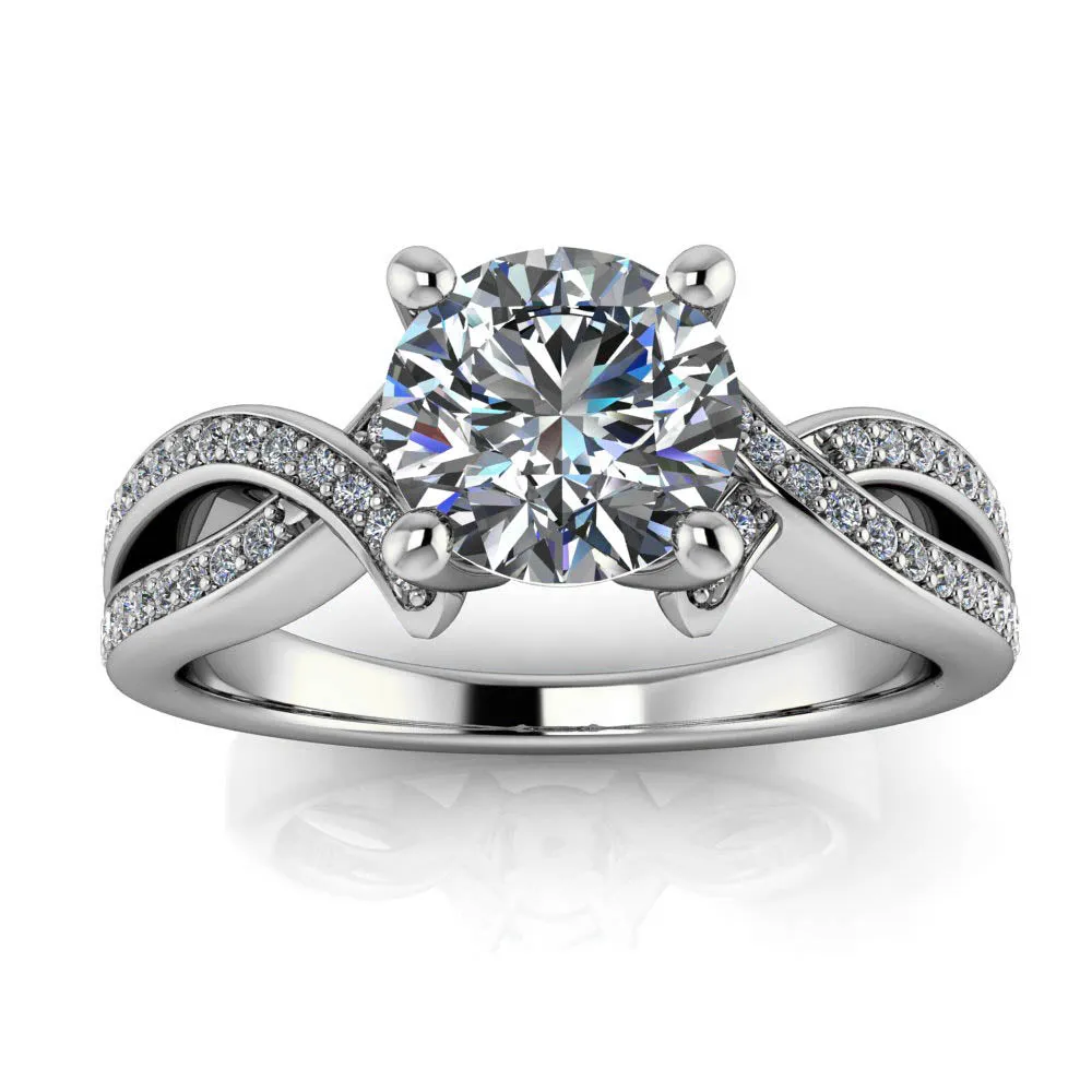 Criss Cross Engagement Ring Moissanite or Lab Diamond Center - Katarina