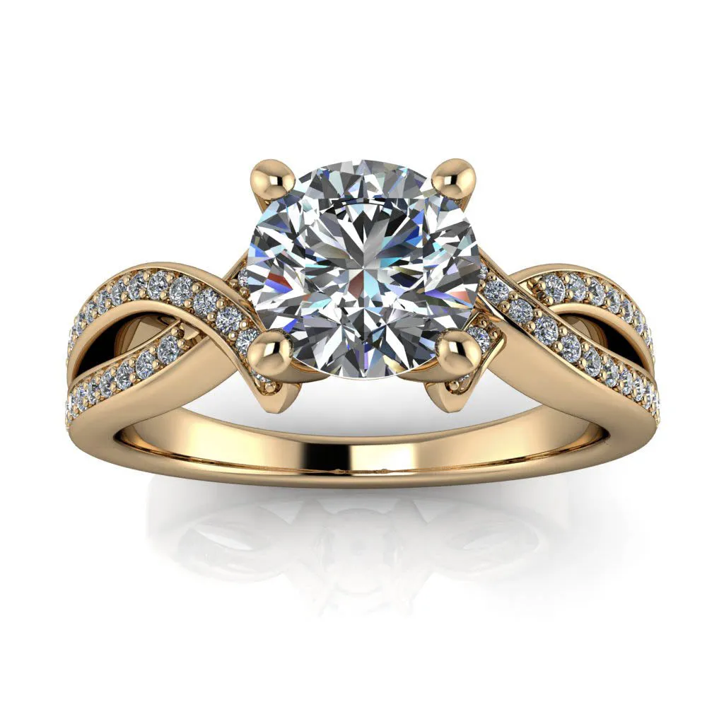 Criss Cross Engagement Ring Moissanite or Lab Diamond Center - Katarina
